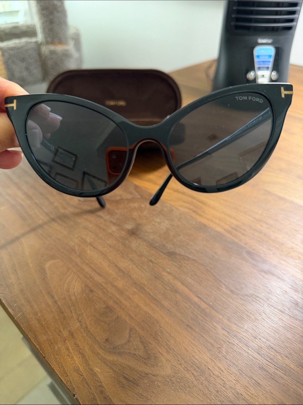 Tom Ford Black Cat-Eye Sunglasses with Gold Accents
